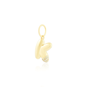 Pendentif en or jaune 18 carats avec initiale K en diamant - Product Image 2