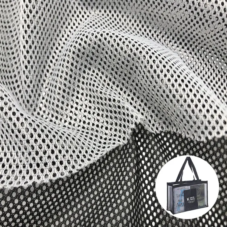 Sıcak satış Item100 % Polyester astar cibinlik örgü kumaş kullanımlık bakkal spor için file çanta Net çanta üretmek