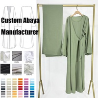 Ensemble Abaya Hijab en Crêpe, Kimono de Luxe Ramadan Dubaï, Robe Modeste Islamique 2 Pièces pour Femme avec Poches et Enveloppement Latéral