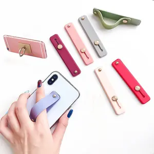 Mobiele Telefoon Shell Accessoires Candy Kleur Cute Silicone Soft Anti-Slip Cellphone Back Stickers Pull Push Vinger Stand Grip ring