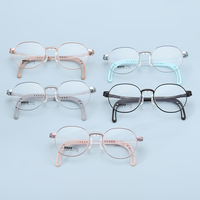 Monturas de Gafas Metálicas para Niños, Aro Completo, Duraderas, de Alta Calidad, de Silicona, con Bloqueo de Luz Azul, Aptas para Lentes Graduadas