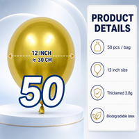 Ballons en latex de haute qualité Feile pour la décoration de fête, ballons en métal chromé épais, vente en gros, 12 pouces