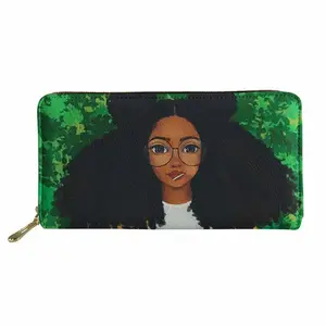 Cartera Mujer Cuero de PU Negro Arte Afro Señora Niñas Impreso Monedero Monedero de mujer Carteras de moda para damas Efectivo