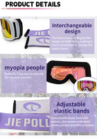 Lunettes de ski OTG personnalisées avec logo OEM, verres magnétiques de luxe pour l'extérieur, photochromiques, pour snowboard,