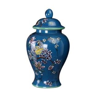 Nouveau <span class=keywords><strong>pot</strong></span> de gingembre bleu en céramique à motif d'oiseau de fleur peint à la main de haute qualité chinois pour la décoration - Product Image 2