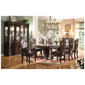 Luxury Design Dining Room Furniture Royal Dining Table 6 Seats Hotel Restaurant Table Set Wooden Classic Type WA183