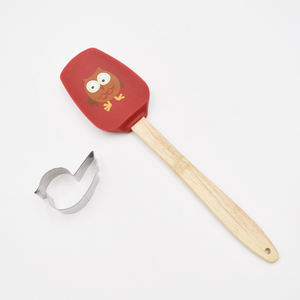 Ensemble d'ustensiles de cuisson en silicone de qualité alimentaire, moule à biscuits en forme de canard en acier inoxydable avec spatule en silicone à motif hibou, adapté à la pâtisserie en cuisine - Product Image 4