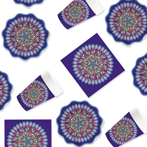 Juego de Vajilla DAMAI de Diseño Nuevo, Estilo Étnico, Platos, Servilletas y Vasos Desechables de Papel, Kits para Fiestas en Azul Oscuro - Product Image 4