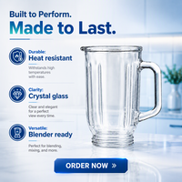 Bol de remplacement en verre sodocalcique résistant à la chaleur pour mixeur Panasonic, 1L (34oz), prix promotionnel