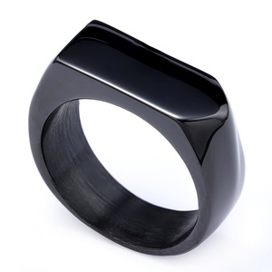 Anillo de Sello Rectangular Personalizado de Acero Inoxidable 316, Unisex, Dorado, Altamente Pulido, Estilo Audaz, Elegante, Masculino, Vintage, para Negocios - Product Image 5