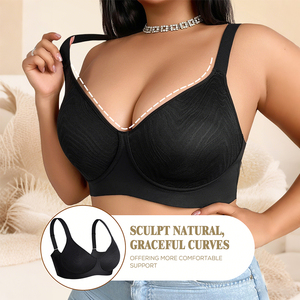 Reggiseno <span class=keywords><strong>da</strong></span> <span class=keywords><strong>donna</strong></span> traspirante senza fili senza cuciture in pizzo con schiena a U, chiusura laterale, 3 file di ganci, coppa 3/4, spalline regolabili, per l'estate e l'uso quotidiano - Product Image 3