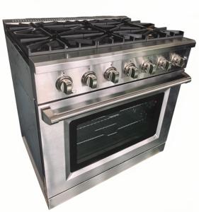 36 pouces. 5,5 Cu. Table de cuisson à gaz de 6 pieds, four à convection à gaz, réallumage automatique, rail télescopique en acier inoxydable - Product Image 1