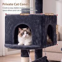 Arbre à chat moderne à 3 niveaux en bois d'ingénierie, 63'' de hauteur, pour chats de grande taille, avec un design spacieux et un grand hamac