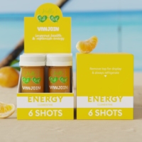 Produits les plus vendus Mini 2OZ 60ml 38MM ronde petite boisson en plastique jus boisson bouteille énergie gingembre bouteilles avec bouchons