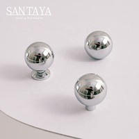 Bouton de tiroir rond en laiton Santaya, style moderne minimaliste, chromé argenté, poignée de meuble de cuisine, tirant solide à trou unique