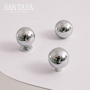 Santaya <strong>Brass</strong> Knob Round Ball Modern Minimalist Chrome Silver <strong>Drawer</strong> Knobs Kitchen Cabinet Handle Solid Single Hole <strong>Pull</strong> - Product Image 2