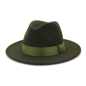 Chapeaux Fedora en feutre de laine unisexe pour hommes et femmes, couleur unie, vente en gros - Product Image 3