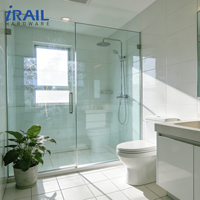 Porte de douche coulissante sans cadre en gros, verre de sécurité trempé, porte de salle de bain en verre durable et facile à nettoyer