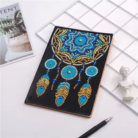 Carnet moderne LS A5, kit de peinture au diamant 5D DIY, motif floral mandala peint à la main, couverture en papier, bloc-notes