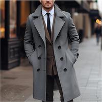 Automne et hiver nouveau manteau pour hommes en tweed épaissi longue veste à double boutonnage mode