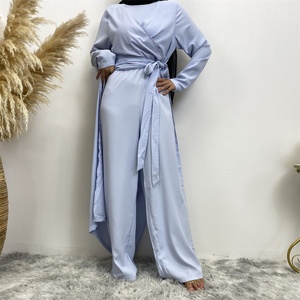6388 #   Combinaison décontractée pour femme, couleur unie, col en V, style musulman islamique turc, kaftan abaya, tissu Nida lisse et élégant - Product Image 6