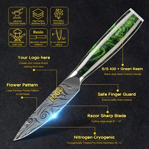 Motif de fleurs fantaisie 3 pouces japonais en acier damas à haute teneur en carbone <span class=keywords><strong>Kiwi</strong></span> <span class=keywords><strong>couteau</strong></span> à éplucher fruits couteaux à éplucher avec boîte-cadeau - Product Image 2