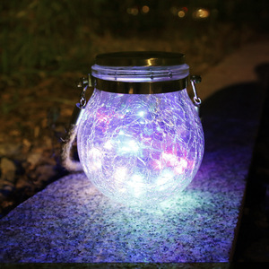 Lámpara de Deseos de Vidrio Agrietado con 20 LED, Alimentada por Energía Solar, Luz Nocturna para Jardín, Decoración de Iluminación Ambiental para Exteriores - Product Image 2