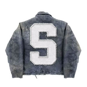 Giacche <span class=keywords><strong>di</strong></span> <span class=keywords><strong>Jeans</strong></span> da Lavoro Streetwear all'Ingrosso con Zip <span class=keywords><strong>Oversize</strong></span> Stile Vintage Personalizzate <span class=keywords><strong>di</strong></span> Design con Toppe Ricamate Invernali - Product Image 2