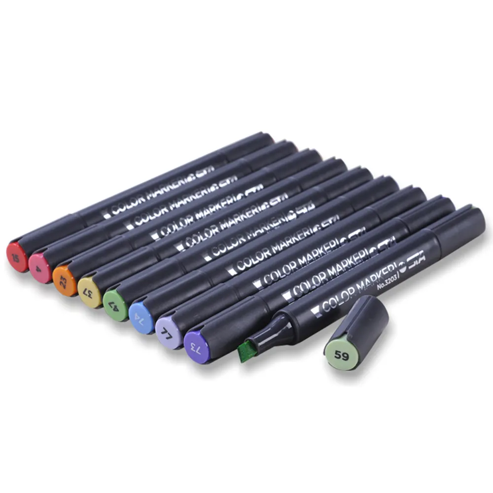 Double-Ended Permanent Art Markers 128 Colors Super Fine Bullet and Chisel Point Tips for Drawing