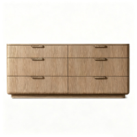 Meubles de chambre à coucher de style rétro américain, en bois massif, placage de chêne, commode sur mesure avec six tiroirs pour villa, appartement, chambre à coucher