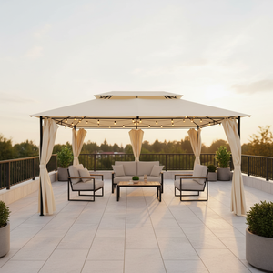 ศาลาพักผ่อนกลางแจ้ง <span class=keywords><strong>YOHO</strong></span> OUTDOOR ขนาด 3x4x2.7 เมตร ดีไซน์สไตล์มิดเซ็นจูรี่ โครงเหล็กกันสนิม พร้อมหลังคาผ้าใบ สำหรับสวนและลานบ้าน - Product Image 1