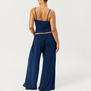 Pantalons <span class=keywords><strong>de</strong></span> détente super doux et légers pour femmes, logo personnalisé, séchage rapide, respirant, bas surdimensionnés, cordon plat, coupe ample - Product Image 3