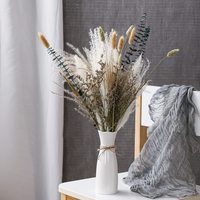 Buket Vas Bunga Kering Alami dengan Daun Eucalyptus dan Kapas Kering - Ramah Lingkungan, Tahan Lama, Gaya Rustic untuk Dekorasi Rumah