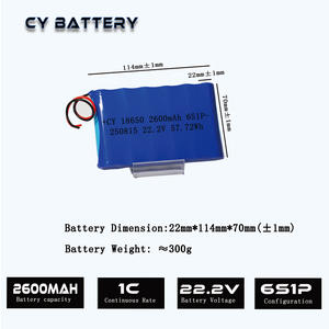 CY Custom ized Wiederauf ladbarer 18650 6 S1P 22,2 V 2600mAh Lithium-Ionen-Akku CE-zertifizierter 500-Takt für Elektroroller-Drohnen - Product Image 2