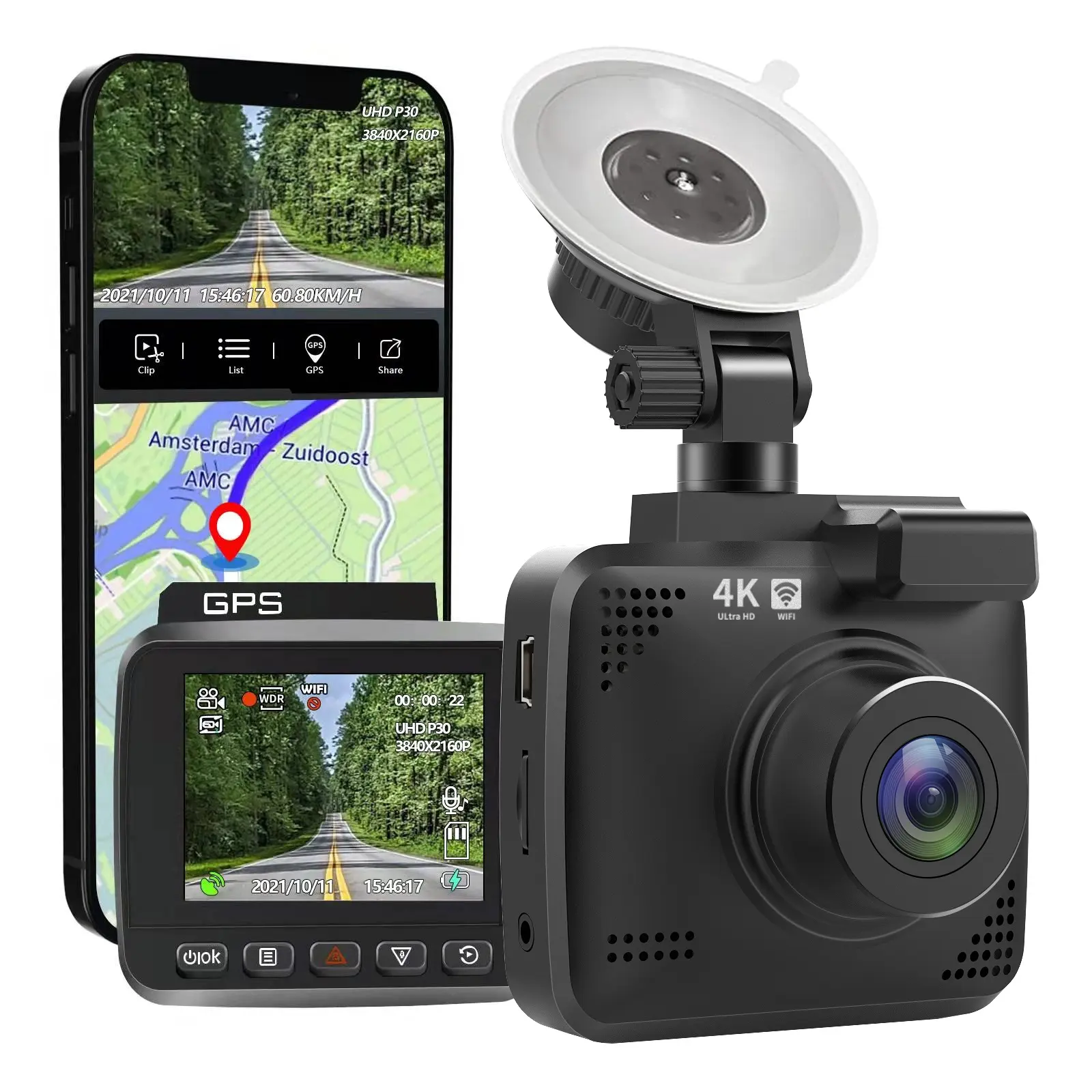 Amazon Best Seller Dash cam 4K 3840*2160P IMX335 Super night vision dash cam with GPS and WIFI Improve for rove r2-4k dash cam