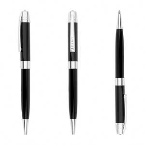 Stylo bille publicitaire en métal bleu marine peint, stylo roller en acier avec logo de marque hôtelière pour la publicité (vente en gros) - Product Image 3