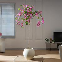 Pohon Bougainvillea Buatan dalam Pot, Pohon Berbunga Palsu Warna Pink untuk Dekorasi Rumah, Ruang Tamu, dan Kamar Tidur