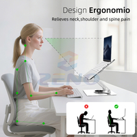 Support d'ordinateur portable ergonomique Zeno réglable en hauteur, pliable, pour bureau et tablette