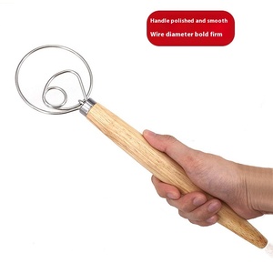 Outil manuel danois pour la pâte Mélangeur de farine à oeil simple ou double avec manche en bois Batteur à oeufs Mélangeur à bobine manuelle en métal - Product Image 4