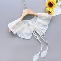 Abricot personnalisé Tulle Broderie Dentelle Col Rond Amovible Perle Organza Faux Chemise Col Décoration pour Femmes