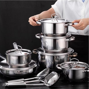 15-Piece hiện đại xuyên biên giới phong cách thép không gỉ Cookware <span class=keywords><strong>Set</strong></span> 15 cái thickeneded hợp chất dưới chậu kim loại nồi <span class=keywords><strong>Set</strong></span> - Product Image 2