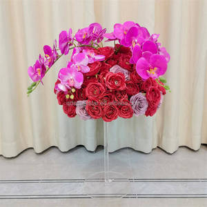 C-545 Nuovo Design Sfera di Fiori di Rosa Phalaenopsis in Seta Rosa Intenso Fatta a Mano 50cm per Centrotavola Matrimonio, Festa della Mamma e Pasqua - Product Image 2