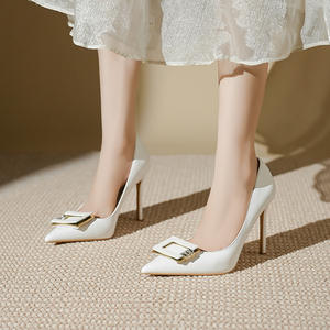 Nuevos Zapatos de Tacón Alto Stiletto con Punta Abierta y Hebilla Cuadrada, Estilo Europeo-Francés Minimalista para Todas las Temporadas, Otoño 2025 - Product Image 4