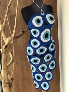 Robe en crochet œil-de-dieu premium, ajourée, sexy et asymétrique, style Granny Square en acrylique, <span class=keywords><strong>tenue</strong></span> de plage <span class=keywords><strong>pour</strong></span> l'été, les fêtes et les festivals - Product Image 3