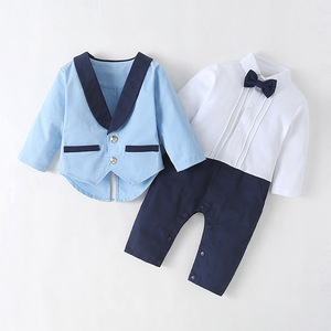 Costume de tailcoat <span class=keywords><strong>pour</strong></span> garçon bleu Offre Spéciale Barboteuse et manteau <span class=keywords><strong>pour</strong></span> bébé Vêtements de baptême <span class=keywords><strong>pour</strong></span> bébé garçon - Product Image 1
