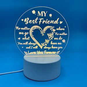 Luz de noche LED 3D personalizada, lámpara de acrílico romántica, diseño personalizado grabado, decoración de dormitorio, regalos de vacaciones para papá, mamá, hermano, amigo - Product Image 3