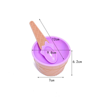 Ensemble de cuillères à bol de crème glacée en plastique de couleur bicolore à double isolation pour enfants incassables