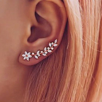 Boucles d'oreilles pour femmes exquises à la mode Accessoires d'oreille d'escalade à la mode avec zircon en pierre principale CZ éblouissant en laiton