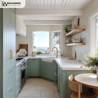 Cuisine modulaire sur mesure, design moderne et contemporain, aménagement en U, tiroirs à fermeture amortie, construction ignifuge, MDF robuste