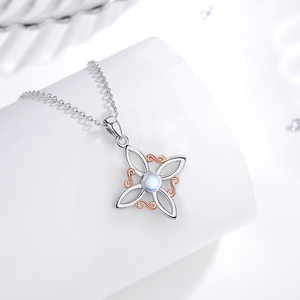 Collar con Colgante de Nudo de Bruja y Piedra Lunar en Plata de Ley 925, Amuleto Espiritual para Mujer - Product Image 3